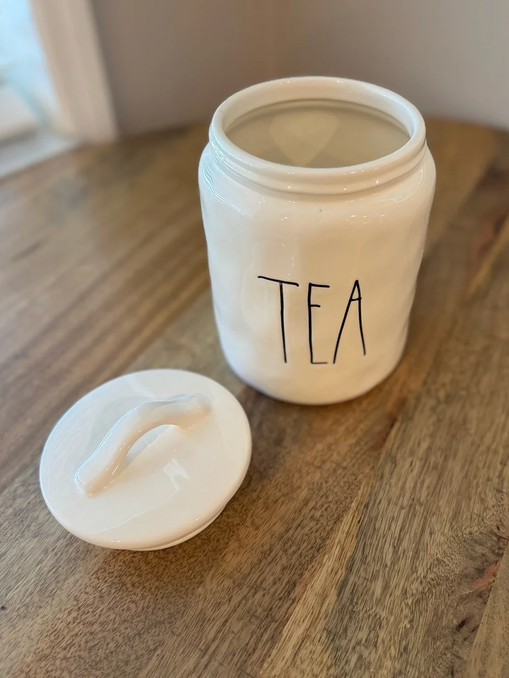 RAE DUNN | Magenta TEA Canister w/ Lid Vintage Artisan Collection White Ceramic